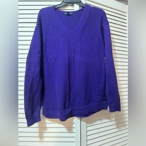 Chaps Woman's Purple long sleeve Tunic Sweater Size XL Cotton V neck Pullover